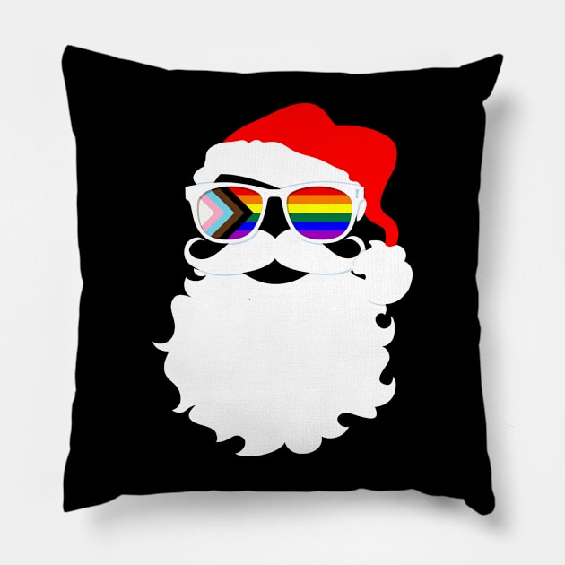 Santa Claus LGBTQ Progress Pride Flag Sunglasses Pillow by wheedesign