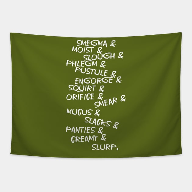 Gross Sounding Words List Handwriting Tapestry by darklordpug