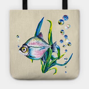 fish hand drawn blue Tote