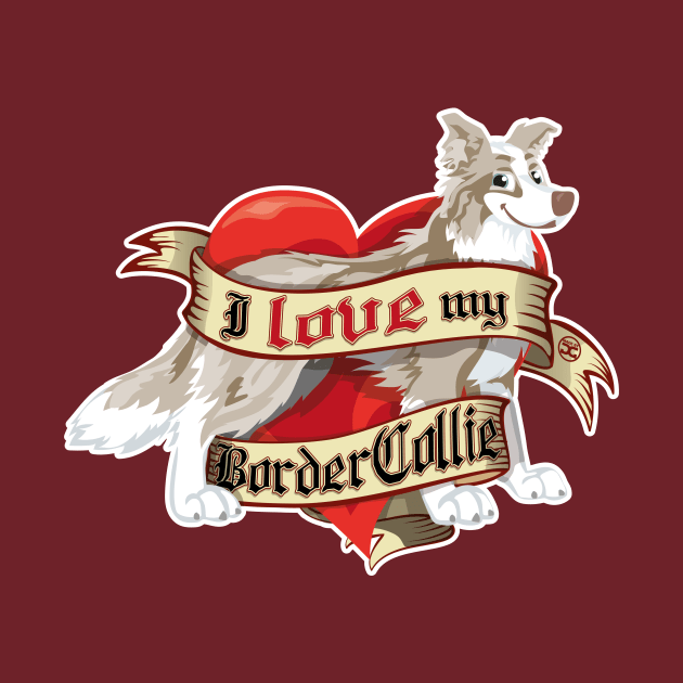 I Love My Border Collie - lilac Merle by DoggyGraphics