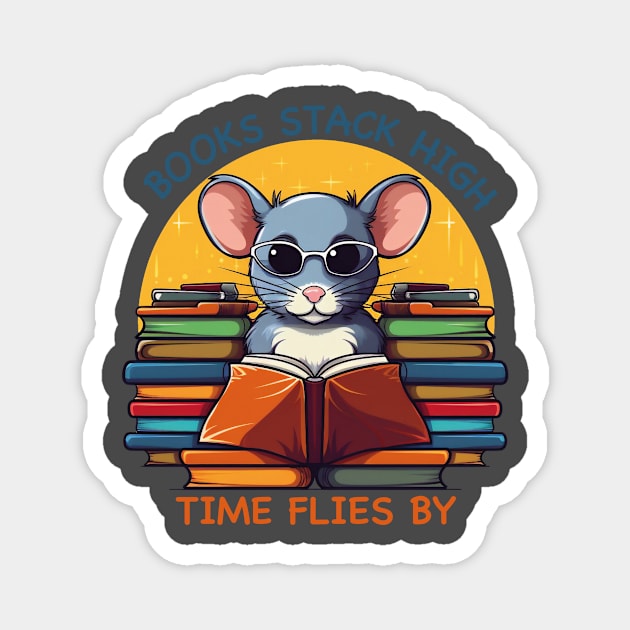 cute mouse surrounded by books Magnet by javierparra