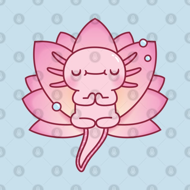 Cute Axolotl Relax Yoga Pose Lotus Flower by rustydoodle