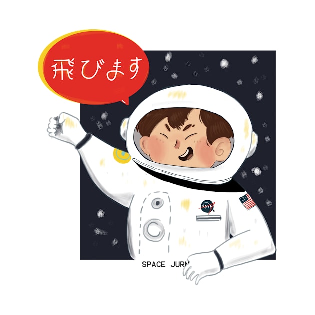 cute illustration of an astronaut's journey into outer space by ICanSee80