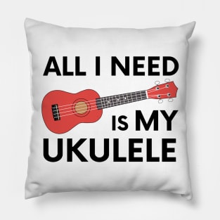 Ukulele Guitar black text Pillow