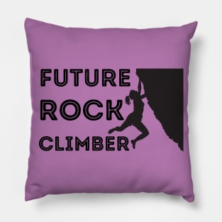 Future Rock Climber Girl Black Pillow