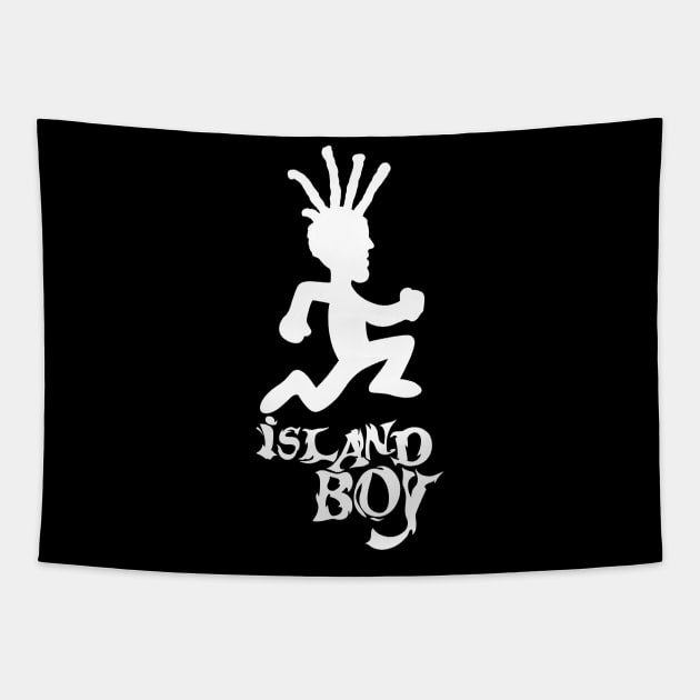 Island Boy (white print) Tapestry by TommyVision