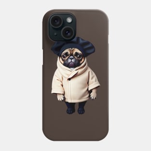 Cute Baby Pug in Winter Coat - Adorable Pug Puppy in Cozy Winter Clothing Phone Case