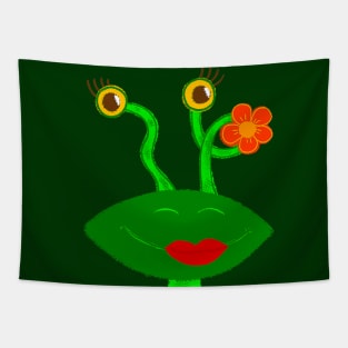 Funny Frog flower Tapestry