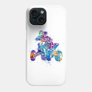 Four Wheeler ATV Riding Girl Watercolor Silhouette Phone Case