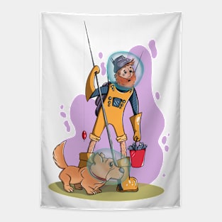 Space Fisherman and Doggy Tapestry