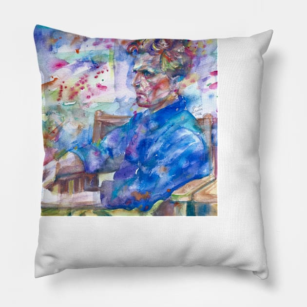 LUDWIG WITTGENSTEIN watercolor portrait .2 Pillow by lautir