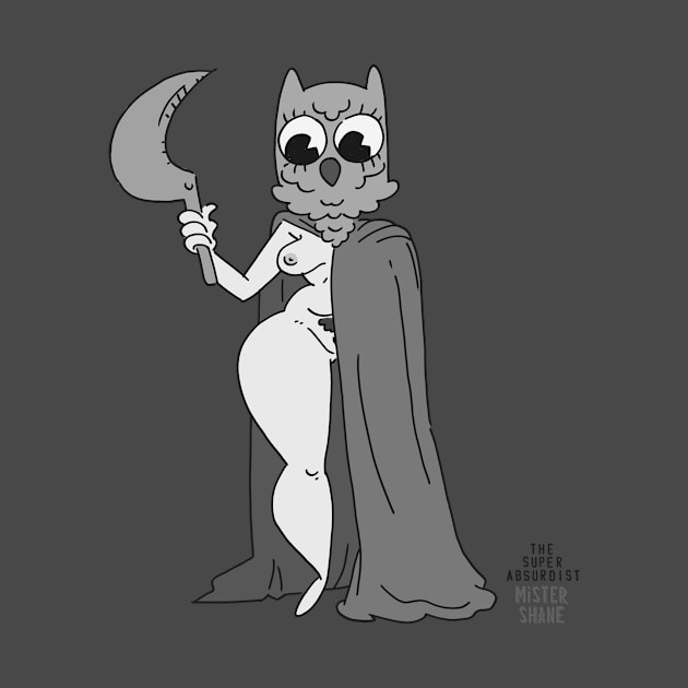 Cute but Creepy Owl Girl in Black & White by TheSuperAbsurdist