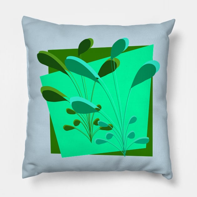 Greens Contrast in Colors Pillow by CATiltedArt