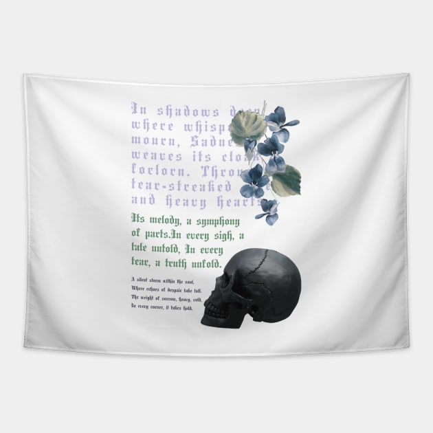 Skull floral gothic lyrics romantic Tapestry by Heeax