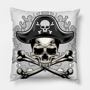 Grey Smoke Skull Pirates Pillow