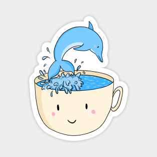 Dolphin Swimming In A Cup Of Tea Magnet