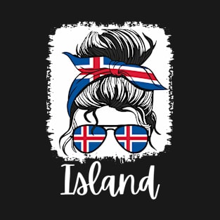 Island Iceland Flag Girls Icelandic Girl Kids T-Shirt