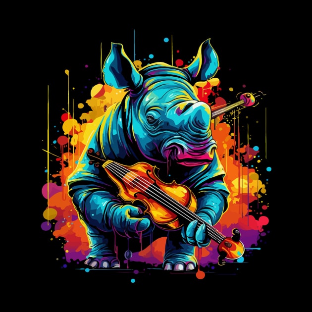 Rhinoceros Playing Violin by JH Mart