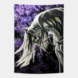 Stallion Among Wisteria Flowers Tapestry