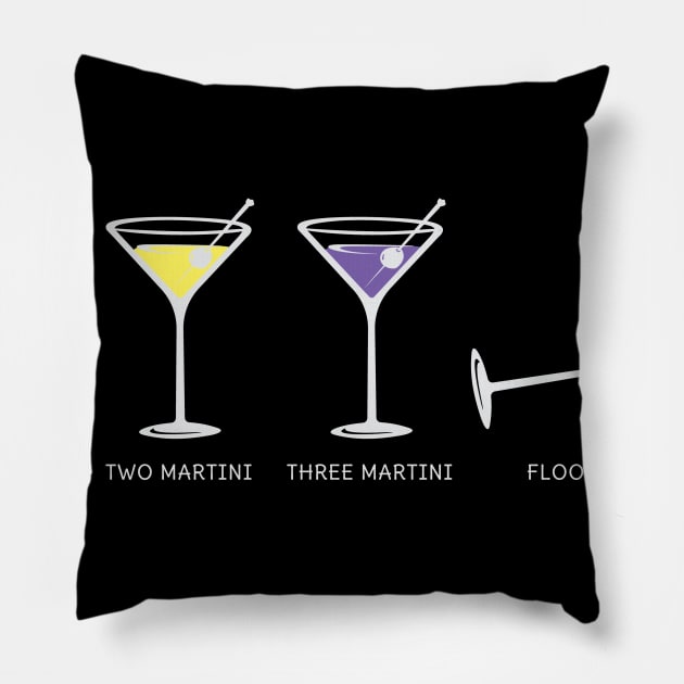 One Two Three Martini Floor for Martini Lovers Cocktail Fans Pillow by c1337s