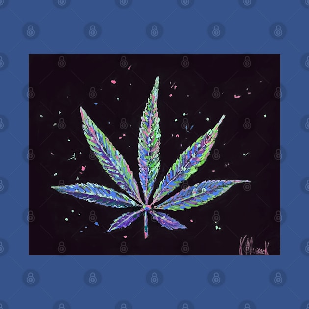 Stoner 420 single colorful cannabis leaf by Peaceful Pigments