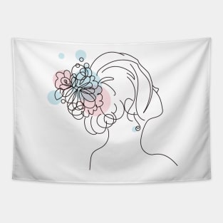 abstract lady, line art woman Tapestry