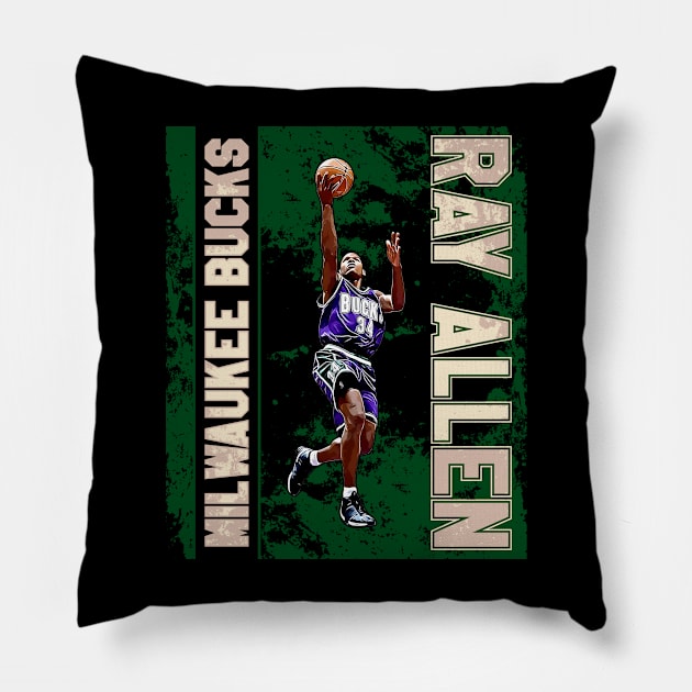 Ray allen || milwaukee bucks Pillow by Aloenalone