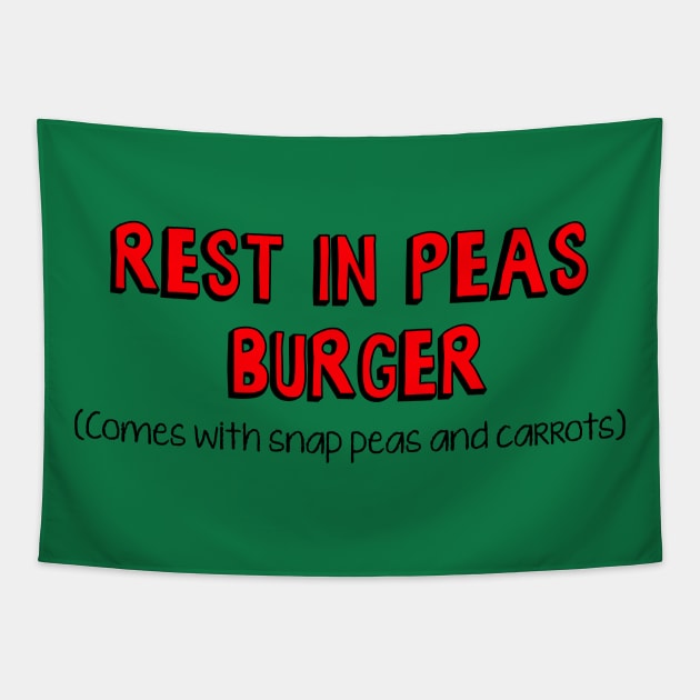 Bobs: Rest in Peas Burger Tapestry by zerobriant