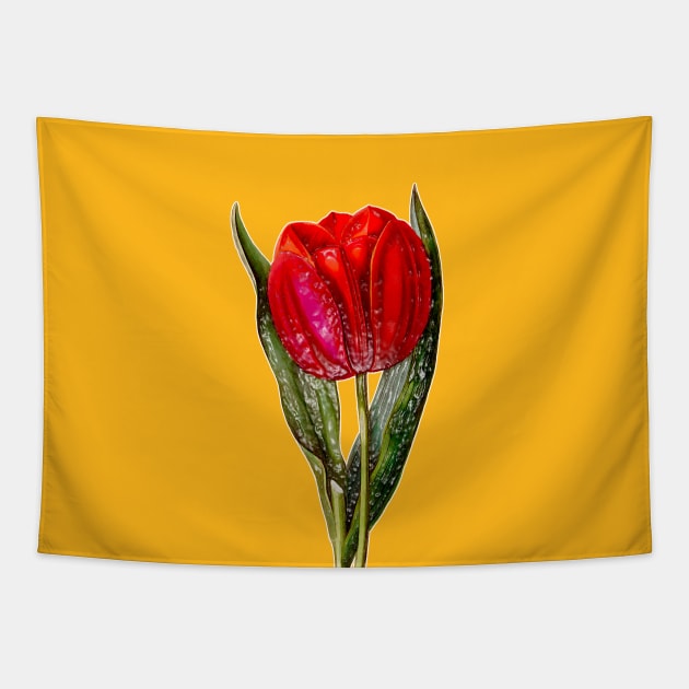 Red Tulip Viscountess Tapestry by Marccelus