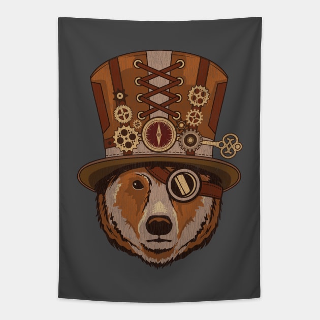 Steampunk Animal Bear Vintage Art Gift Tapestry by propellerhead