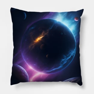 Planets Lights In Space Pillow