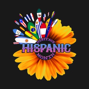 Hispanic Heritage Month National Latino Pretty Sunflower Flags shirt T-Shirt