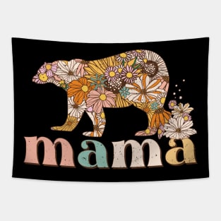 Mama with floral bear retro distressed design Tapestry