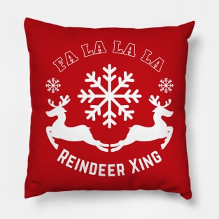 Reindeer Xing - Christmas Reindeer and Snowflakes Pillow