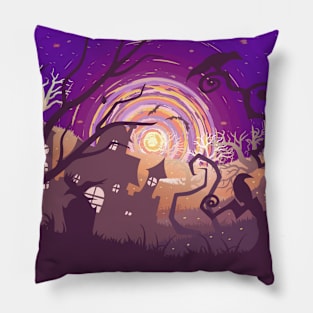 Spooky colorful landscape Pillow