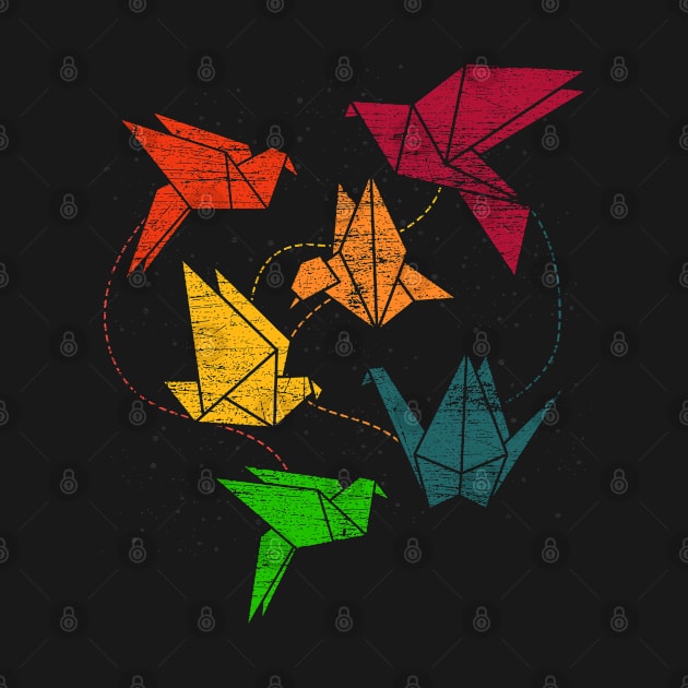 Retro Paper Crane Bird Origami by ShirtsShirtsndmoreShirts