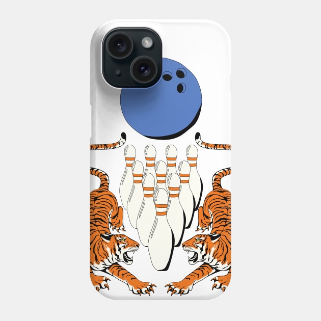 Tiger Bowling Ball Sports Team Jersey - Bowler White Version Phone Case by Millusti