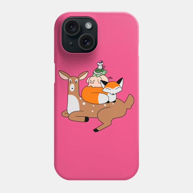 Deer Fox Pig Turtle Mouse Stack Phone Case by saradaboru