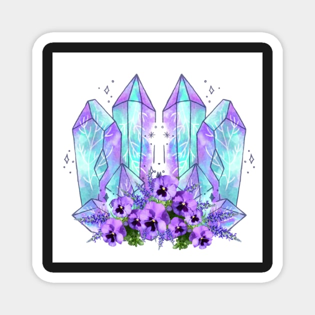 Magic Crystals and Flowers Magnet by moonphiredesign