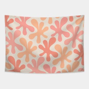 Peach Pink Amoeba Dance Whimsical Pastel Abstract Pattern Tapestry