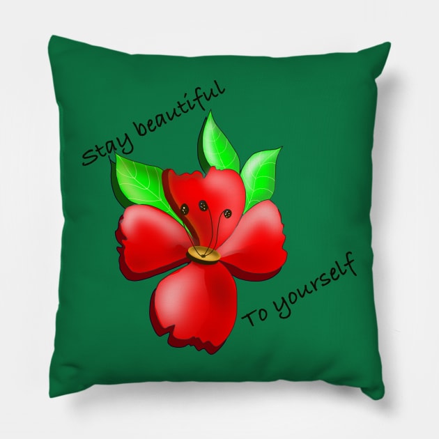 Stay Beautiful Pillow by CATiltedArt