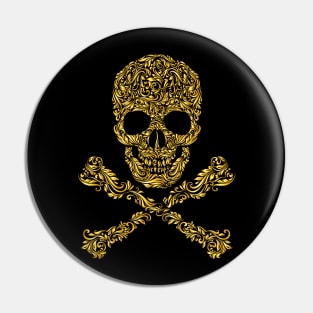 Floral Gold Skull Pin