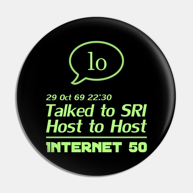 Internet 50 - talked to SRI, Host to host 29 Oct 69 - lime Pin by patpatpatterns