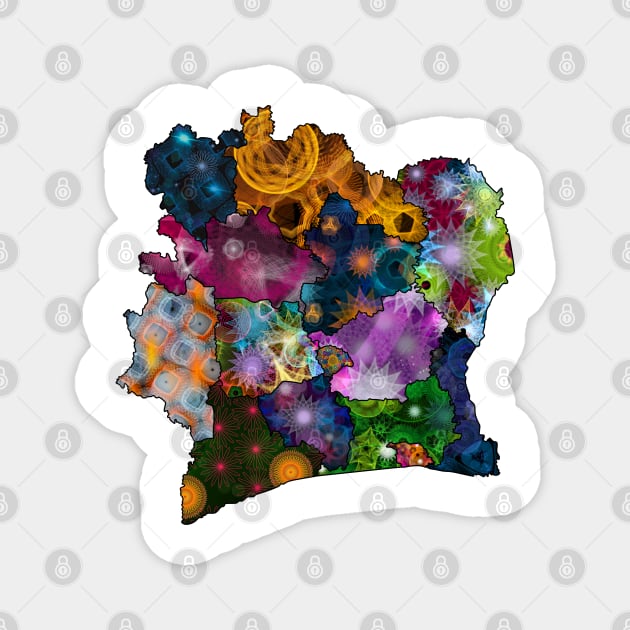 Spirograph Patterned Cote d ivoire Districts Map
