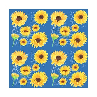 Sunflower and French blue repeating pattern background T-Shirt