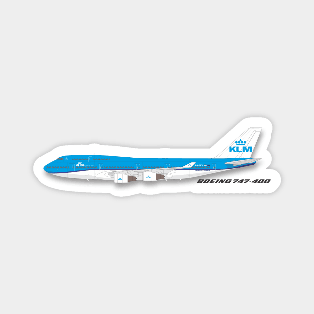 KLM Airlines Boeing 747 400 Magnet by GregThompson