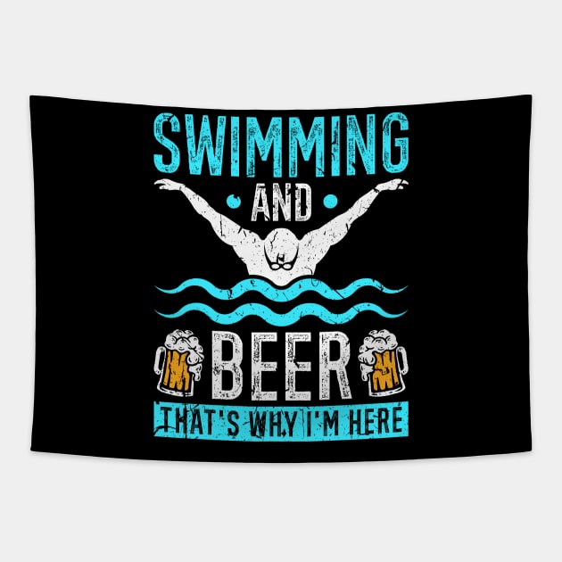 Swimming Beer Men Swim Team Tapestry by Humbas Fun Shirts