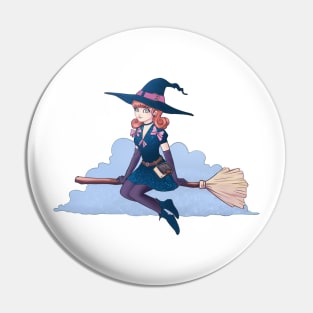 Cute Flying Witch Girl Pin