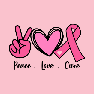 Peace Love Cure Breast Cancer Awareness T-Shirt