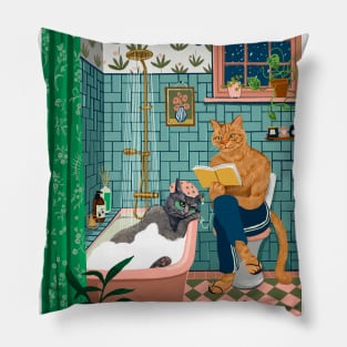 Cats in the bathroom Pillow